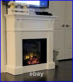Gorgeous Electric Fireplace 40 Mantel White Traditional Timer Remote Child Lock