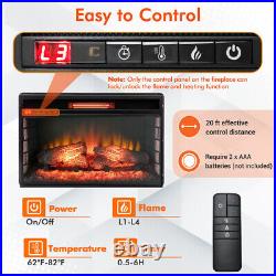 Gymax 26 Infrared Quartz Electric Fireplace Insert Log Flame Heater With Remote