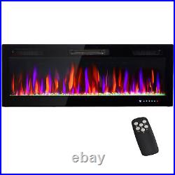 HOMCOM 1500W Ultra-thin Electric Fireplace Recessed, Mounted, 50