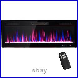 HOMCOM 1500W Ultra-thin Electric Fireplace Recessed, Mounted, 50