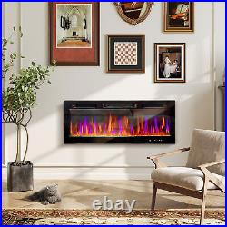 HOMCOM 1500W Ultra-thin Electric Fireplace Recessed, Mounted, 50