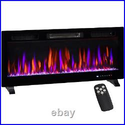 HOMCOM 1500W Ultra-thin Electric Fireplace Recessed, Mounted Freestanding