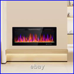 HOMCOM 1500W Ultra-thin Electric Fireplace Recessed, Mounted Freestanding