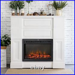 HOMCOM 24 Electric Fireplace Insert Retro Recessed Heater with Realistic Flame
