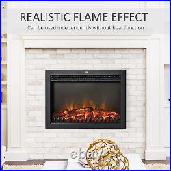 HOMCOM 24 Electric Fireplace Insert Retro Recessed Heater with Realistic Flame