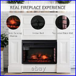 HOMCOM 27 Electric Fireplace Insert Retro Recessed Heater with Realistic Log