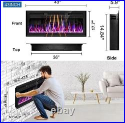 Hocookeper 43 inch Electric Fireplace, Wall Mounted Fireplace Inserts