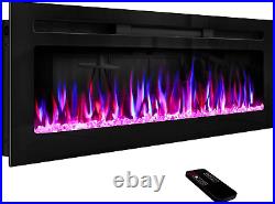 Hocookeper 50 Inch Electric Fireplace, Wall Mounted Fireplace Insert, Recessed F