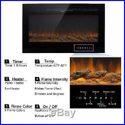 Homedex 36 Recessed Mounted Electric Fireplace Insert with Touch Screen Cont