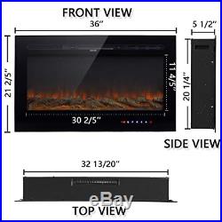Homedex 36 Recessed Mounted Electric Fireplace Insert with Touch Screen Control