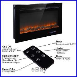 Homedex 36 Recessed Mounted Electric Fireplace Insert with Touch Screen Control