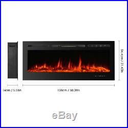 IKAYAA 50 Electric Fireplace Heater Insert Wall Mount 3D Flames Log With Remote