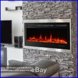 IKAYAA 50 Embedded Electric Fireplace Insert Heater Glass View with Remote M8H0