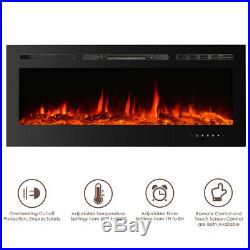 IKAYAA Built-In Touch Control Embedded Electric Fireplace Insert Log Flame Glass