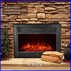 IKAYAA Electric Fireplace Insert Heater Glass View Adjustable LED Flame W1Q0