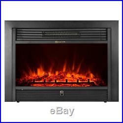 IKAYAA Electric Fireplace Insert Heater Glass View Adjustable LED Flame W1Q0