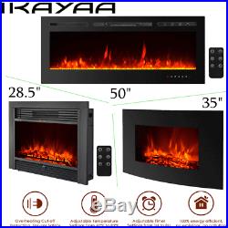 IKAYAA Electric Fireplace Insert Heaters Wall Mount 3D Flame 750W-1800W WithRemote