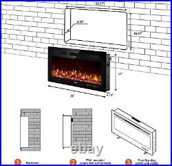 Ifomaps 40 Inch Electric Fireplace Wall Mounted, Wall Fireplace Inserts Heater
