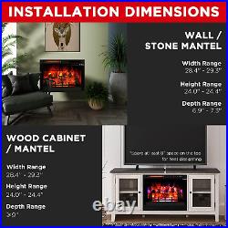 In-Flames 28 Inch In-Wall Recessed Electric Fireplace Insert Realistic Wood Lo