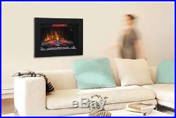 Infrared Quartz Electric Fireplace Heater Insert with Flush-Mount Trim Kit NEW