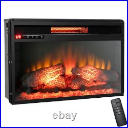 Infrared Quartz Electric Fireplace Insert Log Flame Heater W Remote Control 26'