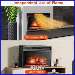 Infrared Quartz Electric Fireplace Insert Log Flame Heater W Remote Control 26'
