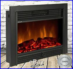 Insert Electric Fireplace Heater Realistic 3D Log Flame Remote Control Mount In