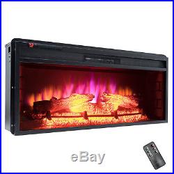Insert Free Standing Black 36 Electric Fireplace Firebox Logs Glow Flame Heater