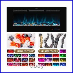 Kentsky 48 inches Electric Fireplace Inserts, Recessed and Wall Mounted Firep