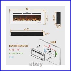 Kentsky 48 inches Electric Fireplace Inserts, Recessed and Wall Mounted Firep