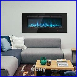Kentsky 60 inches Electric Fireplace Inserts Recessed and Wall Mounted Firepl