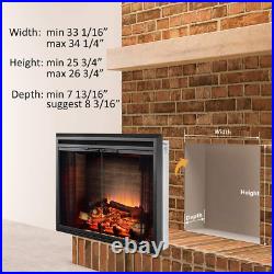 Klaus Electric Fireplace Insert with Fire Crackling Sound, Glass Door and Mesh S