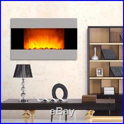 LED 1500W Wall Mounted Electric Fireplace Insert Heater Remote Flame Colors Home