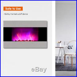 LED 1500W Wall Mounted Electric Fireplace Insert Heater Remote Flame Colors Home
