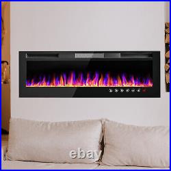 LED Black Wall Recessed Insert Wide Electric Fire 2022 NEW