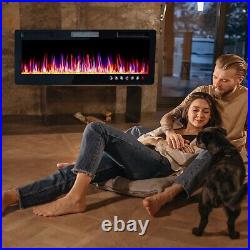 LED Black Wall Recessed Insert Wide Electric Fire 2022 NEW