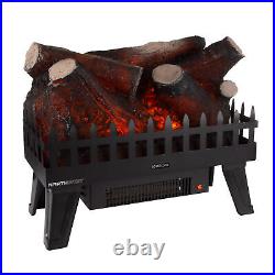 LED Electric Log Fireplace Insert with Glowing Ember Bed