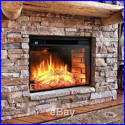 Large 28 1500W Heat Adjustable Freestanding Electric Fireplace Heater Insert