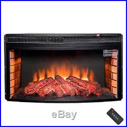 Large Freestanding Insert 35 Heat Electric Fireplace Heater LED Log 3D + Remote
