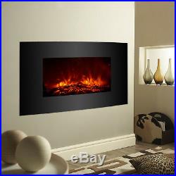 Large Insert Adjustable Electric Wall Mount Fireplace Heater Realistic Wood Fire