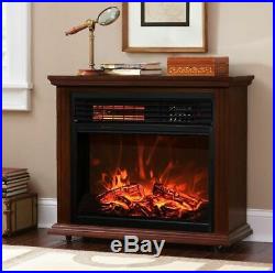 Large Room Electric Infrared Fireplace Heater Wood Mantel Insert Heat with Casters
