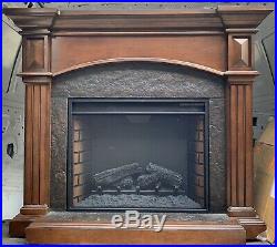 Large Wall Wood Mantle Fireplace With Electric Fireplace Insert