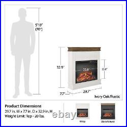 Mateo 30 Inch Electric Fireplace with Mantel, Replaceable Fireplace Insert He