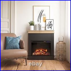 Mateo 30 Inch Electric Fireplace with Mantel, Replaceable Fireplace Insert He