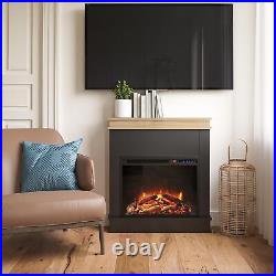 Mateo 30 Inch Electric Fireplace with Mantel, Replaceable Fireplace Insert He