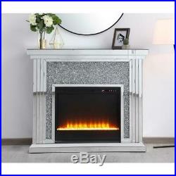 Mirrored Electric Fireplace Mantle Has Crystals Insert Living Room Bedroom 47.5