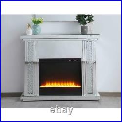 Mirrored Electric Fireplace Mantle With Crystal Insert Living Room Bedroom 47.5