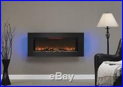 Modern Electric Fireplace Wall Mount Heater Insert 4 Color Modes Thermostat 47in