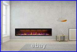 Mystflame 88 inch Fireplace Recessed, Insert and Wall Mounted Slim Electric Fire