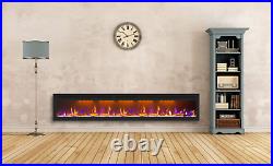 Mystflame 95 inch Fireplace Recessed, Insert and Wall Mounted Slimline Electric